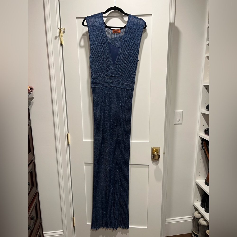 Missoni blue shimmering floor length gown